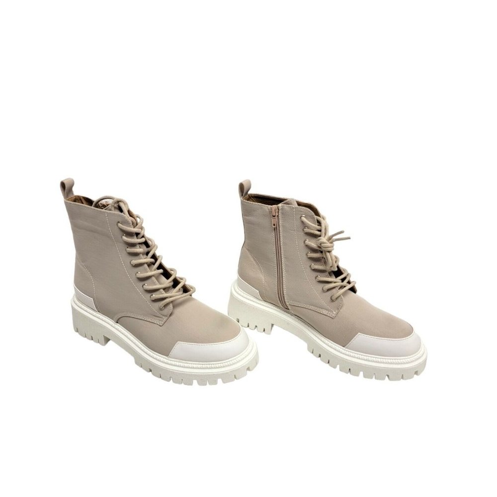 Combat Boots Womens Tan NEW Size 10 Shu Shop Yesenia Nude With Box Zip Up